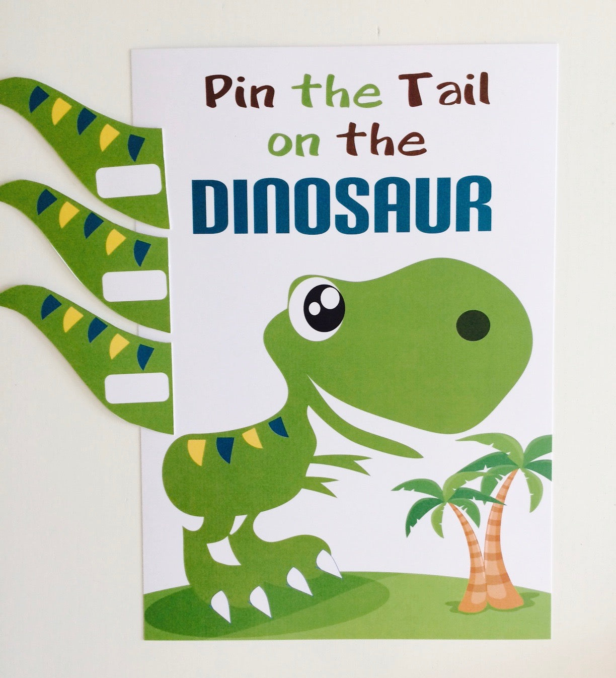 PIN THE TAIL ON THE DINOSAUR - DINOSAUR PARTY GAME