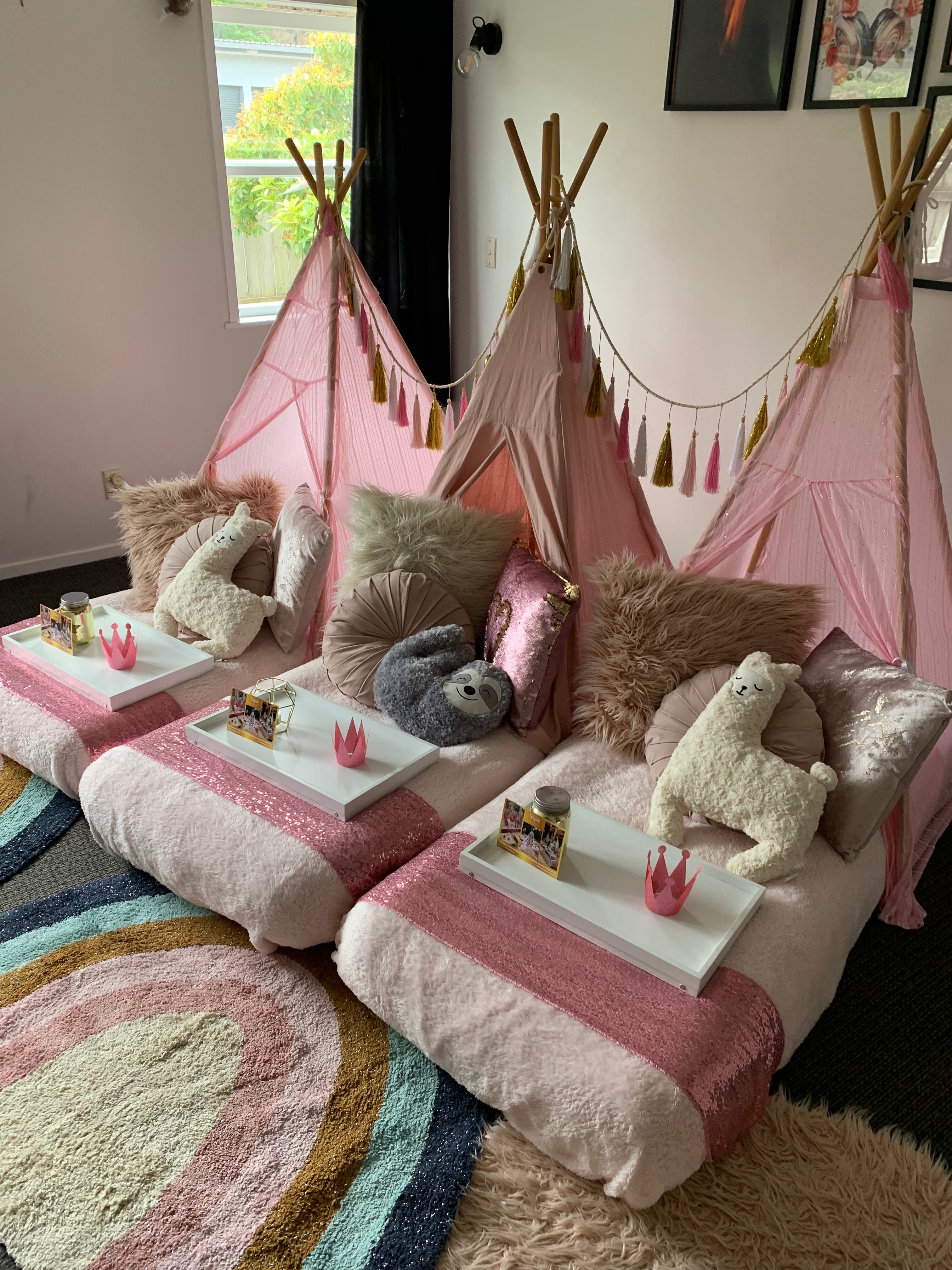 Wellington teepee party hire pink party