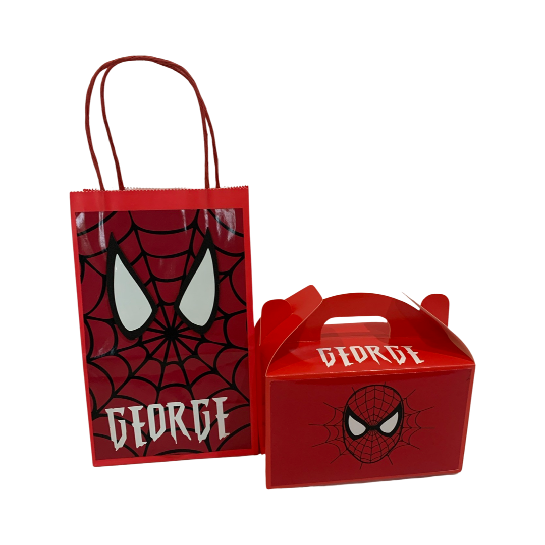 Spiderman personalised gift boxes or bags kids parties nz