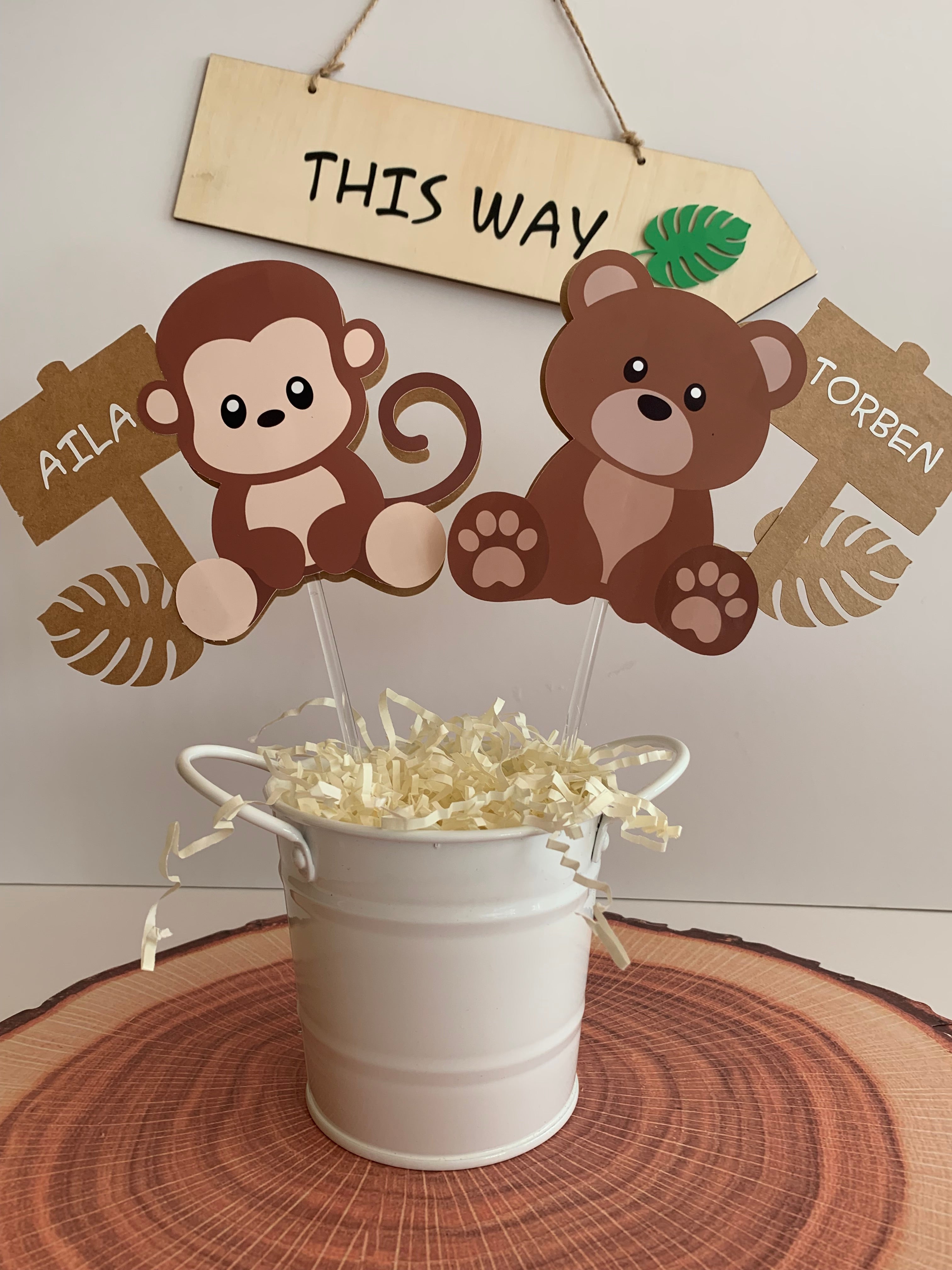 Monkey and bear themed first birthday party nz party supplies