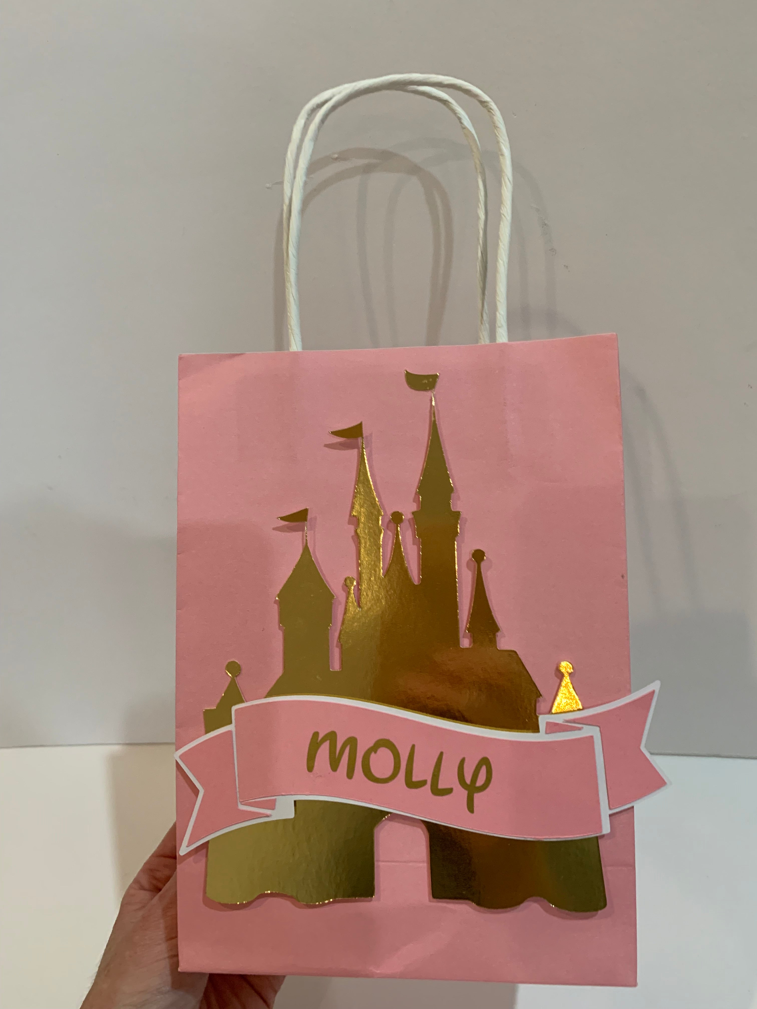 Princess themed personalised gift bags
