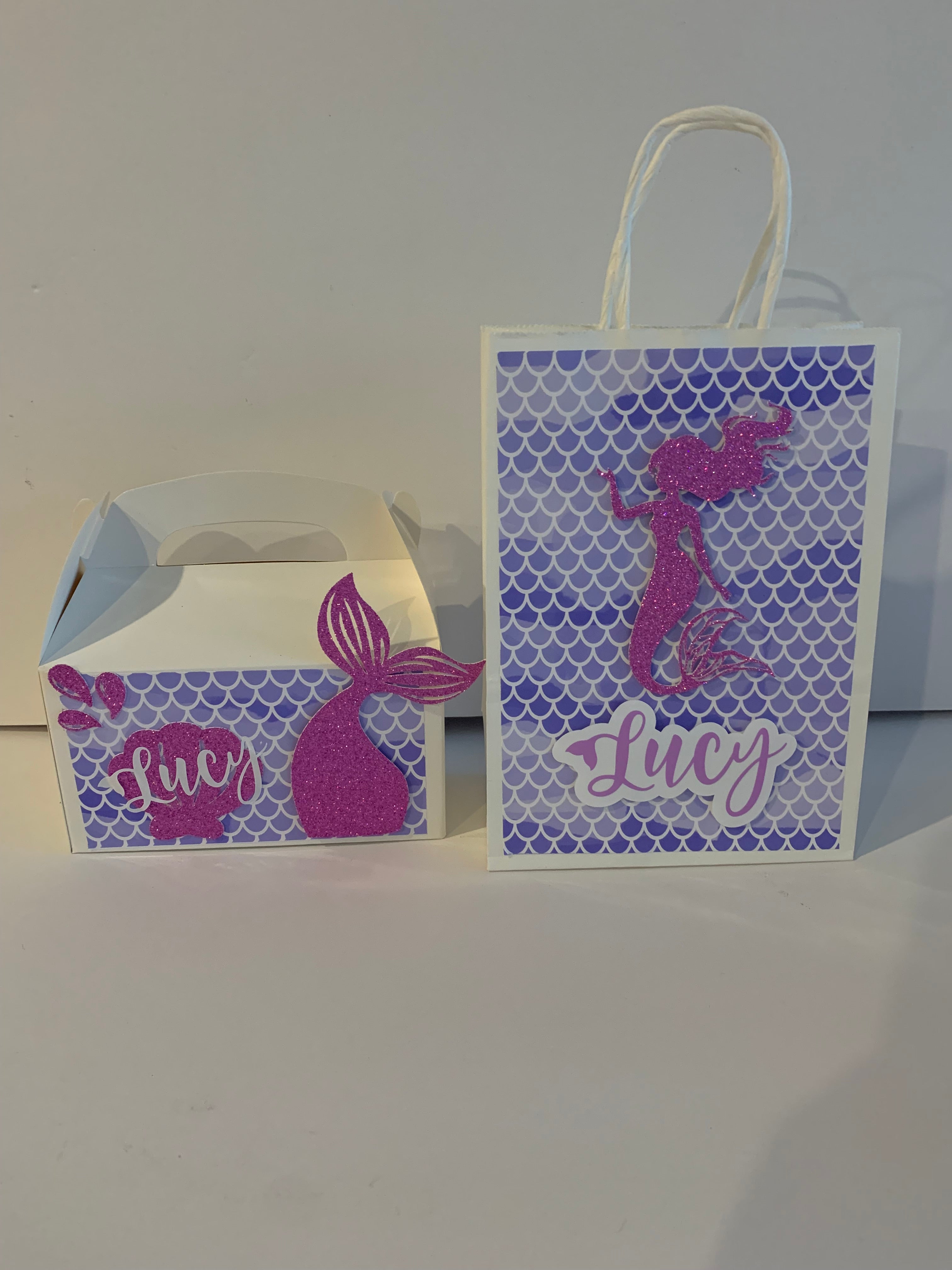 Personalised mermaid themed gift bags or boxes 