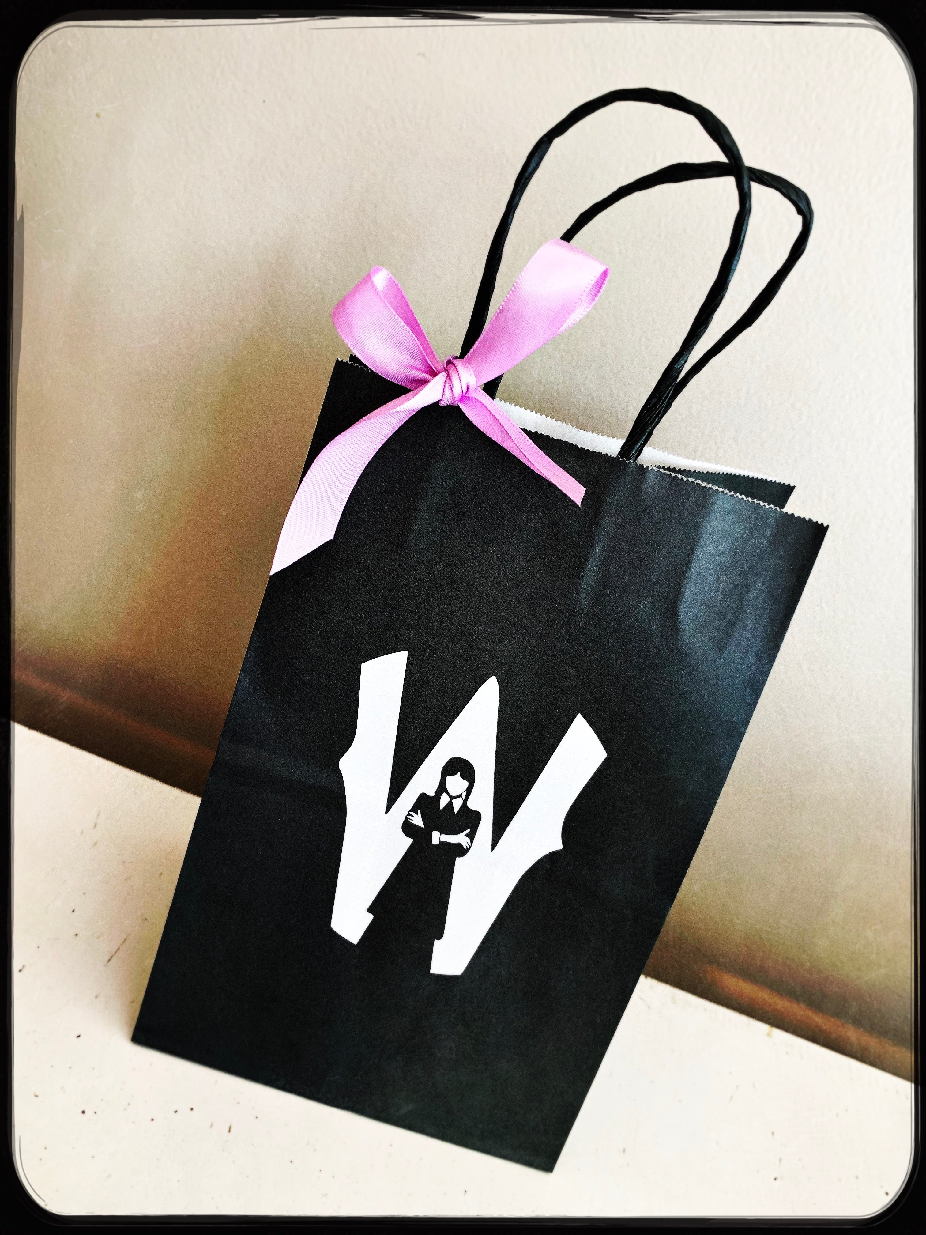 Wednesday Addams themed gift bags nz