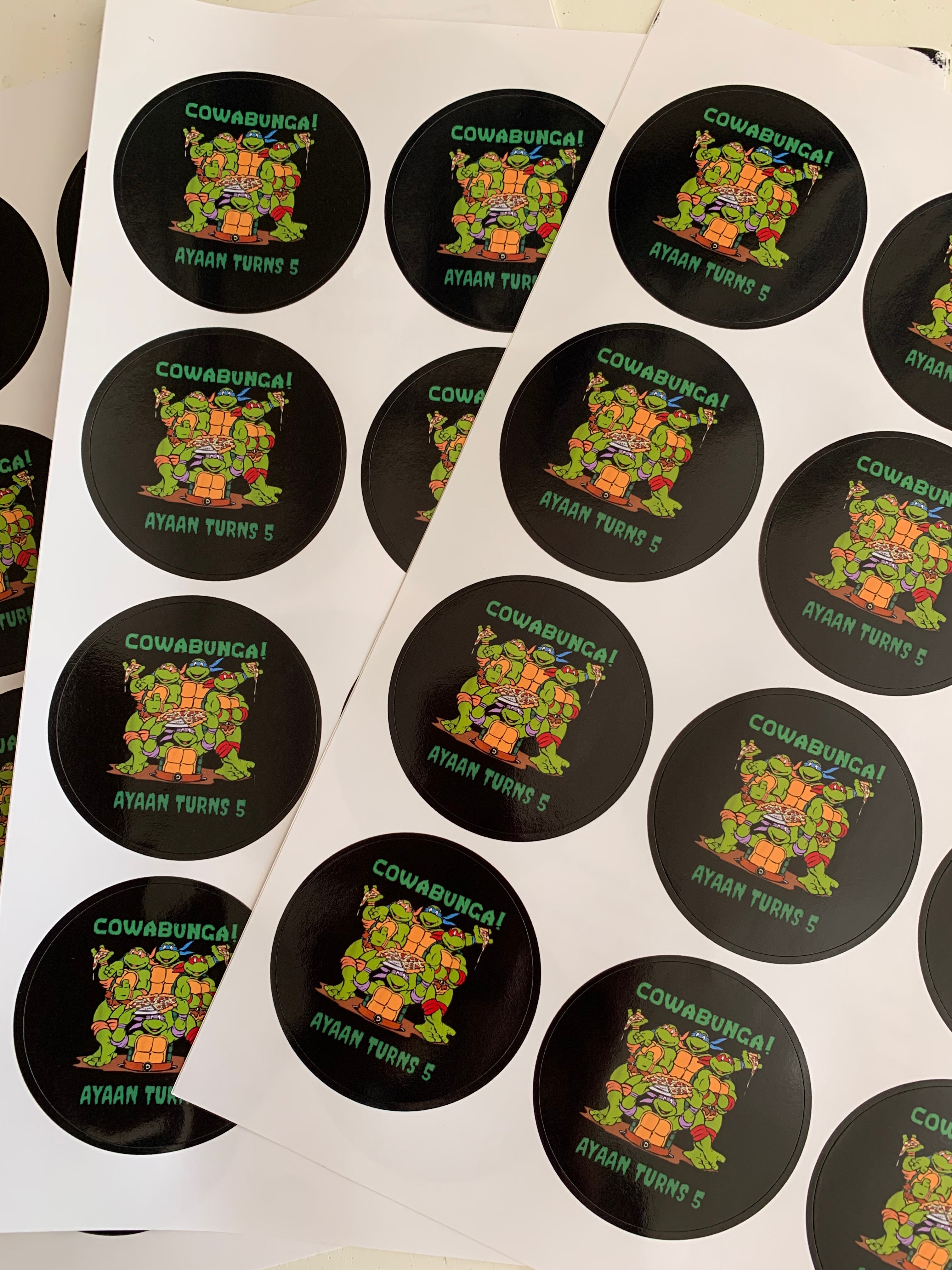 Personalised sticker sheets teenage mutant ninja turtles nz party supplies