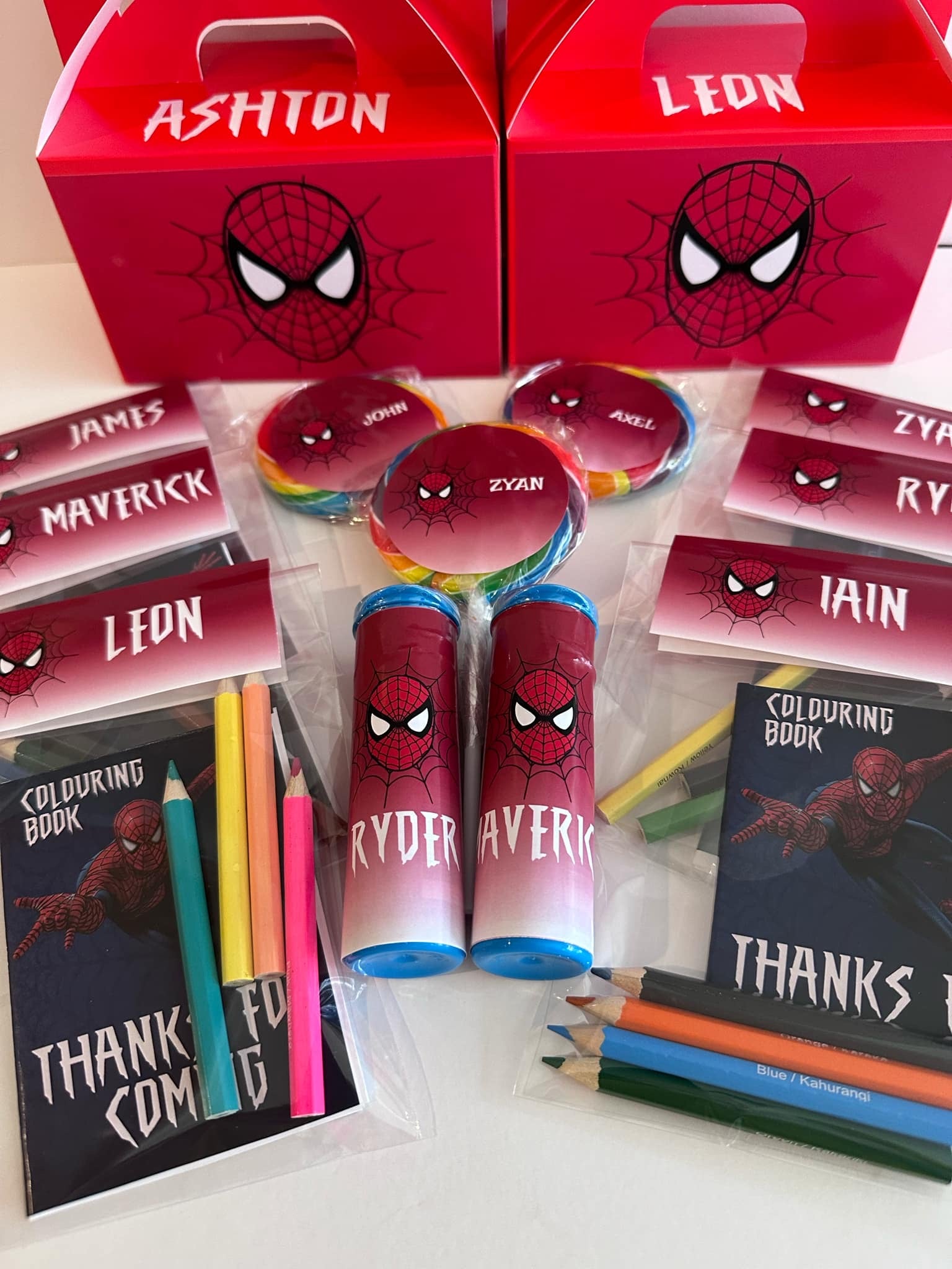 Spiderman party favours nz supplies