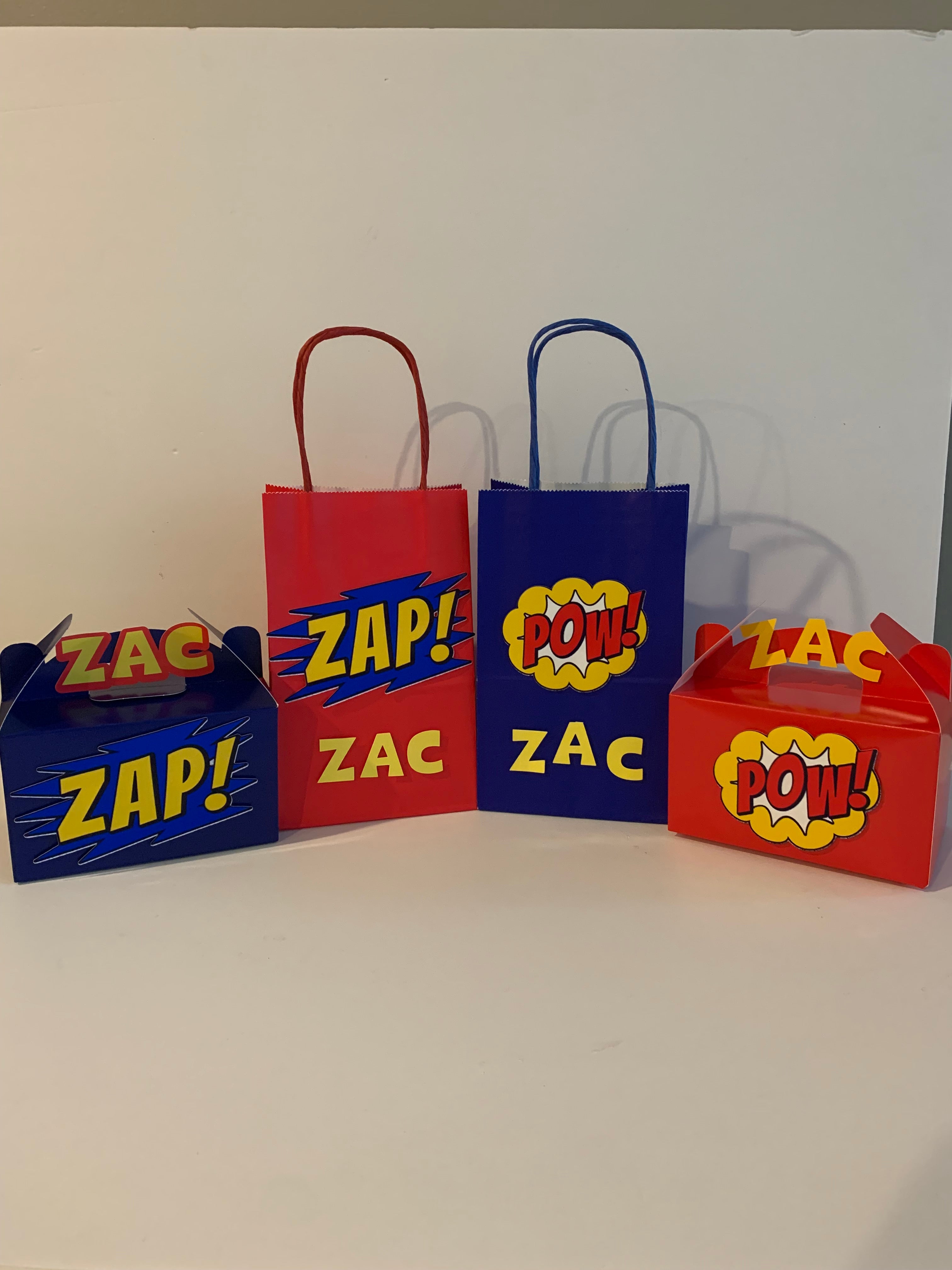 Personalised superhero gift bags or boxes
