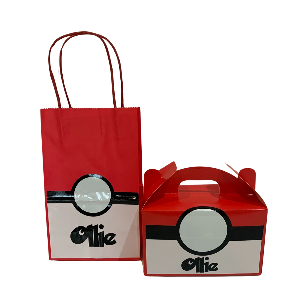 Pokemon gift bags and boxes personalised NZ party supplies