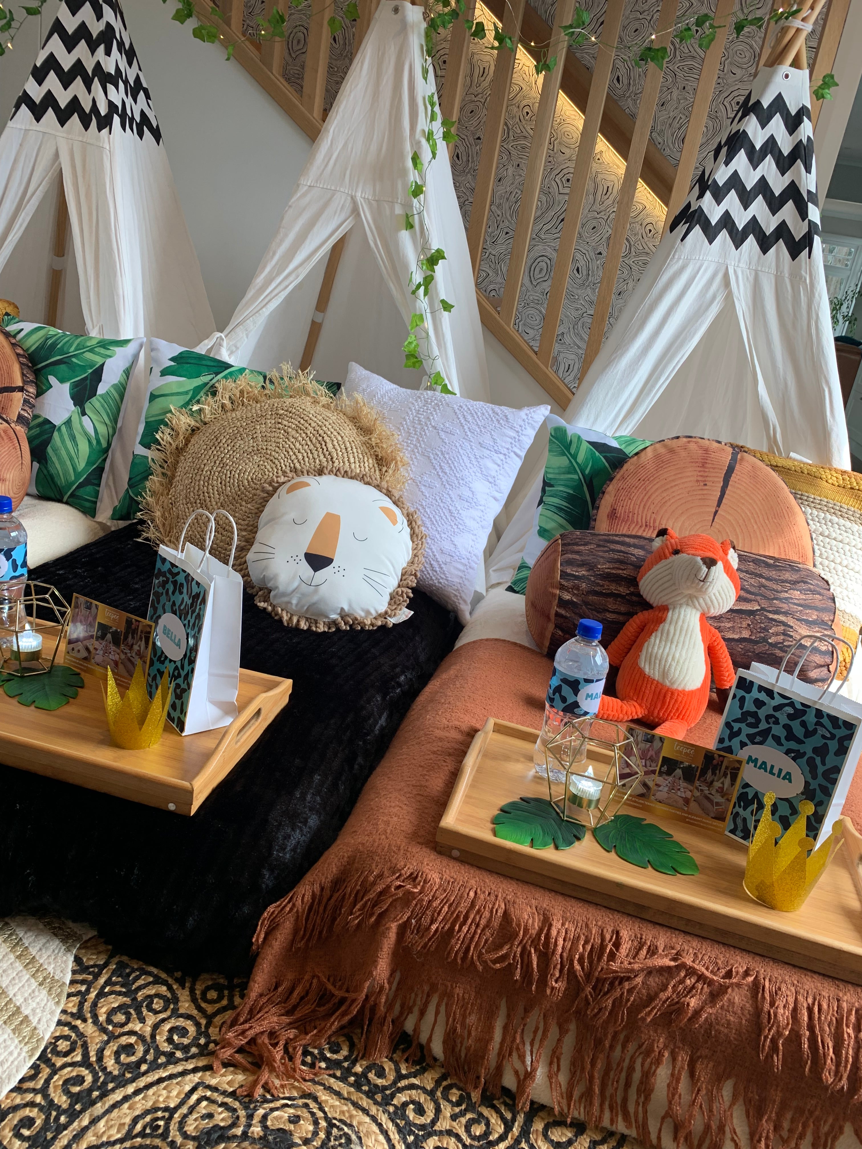 Foxy woodland animal teepee sleepover party Wellington
