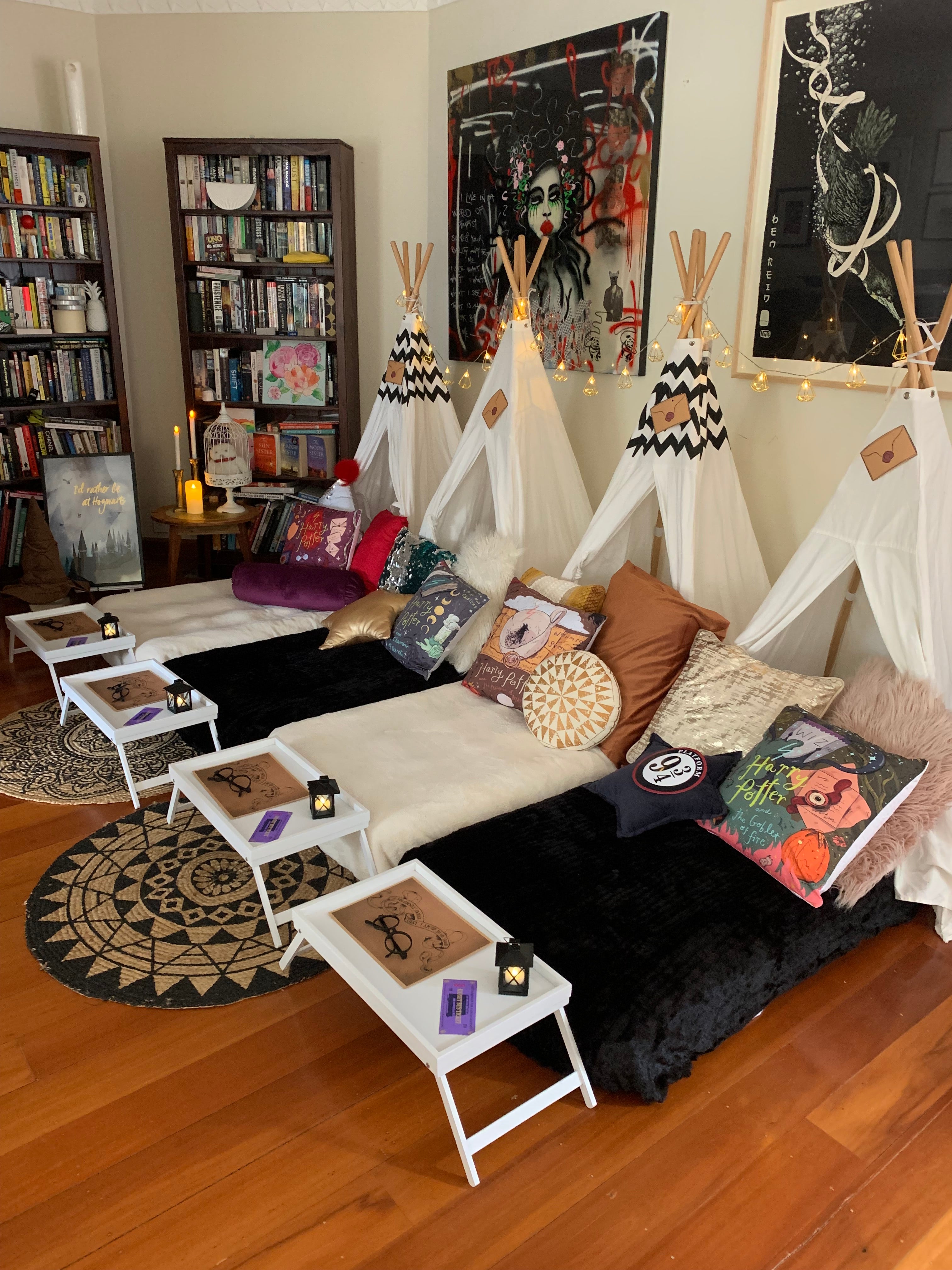 Harry Potter themed teepee party setup Wellington