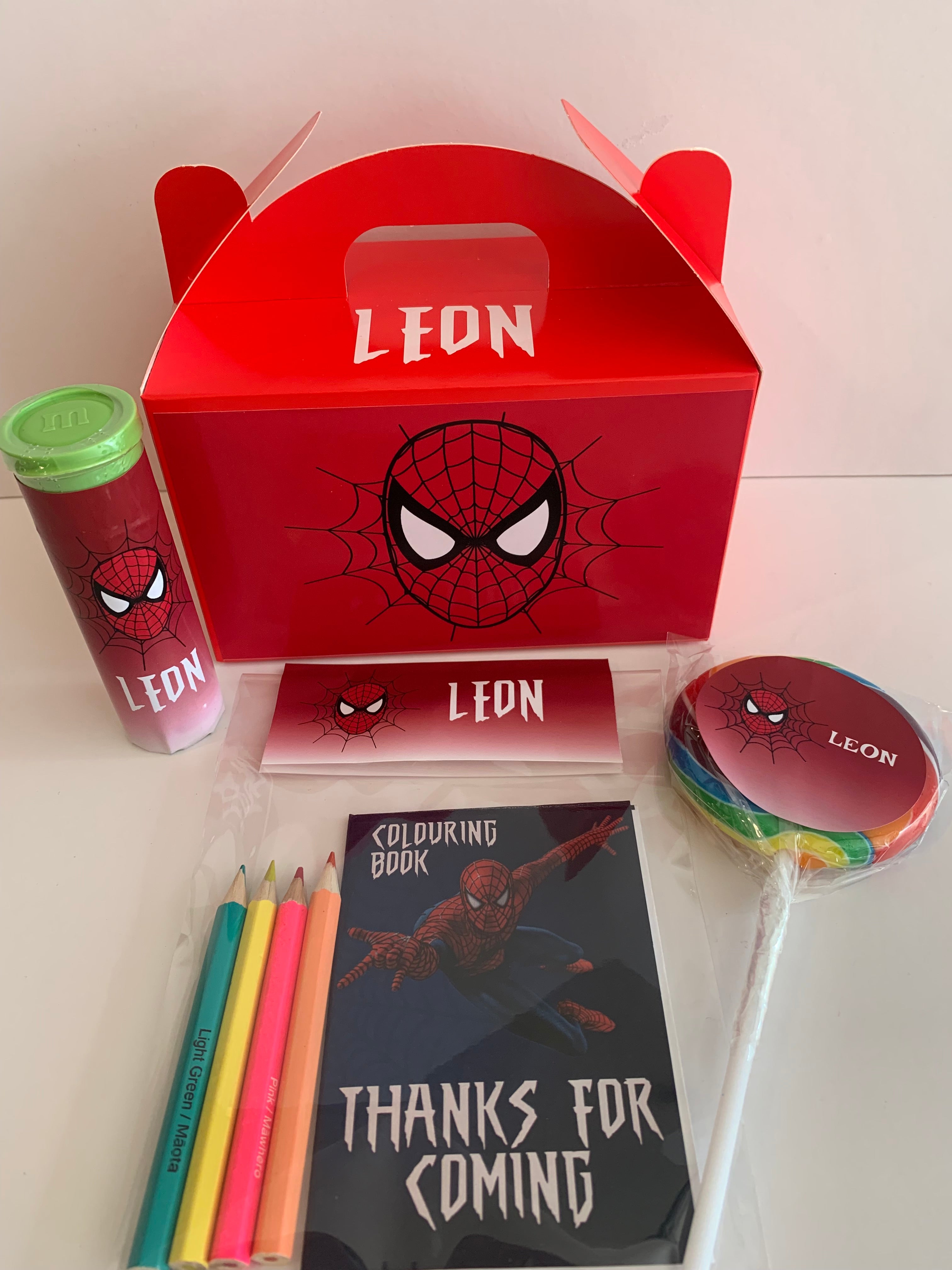 Personalised Spiderman party favours nz