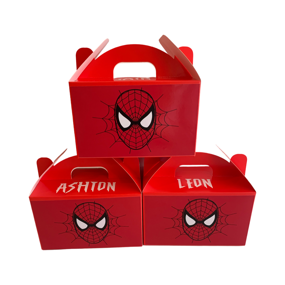 Personalised Spiderman gift boxes nz party favours