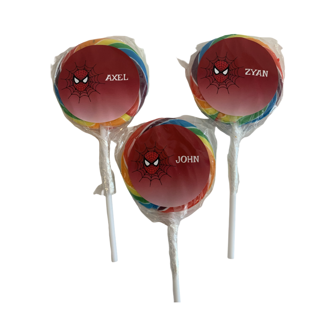 Spiderman themed personalised lollipops nz