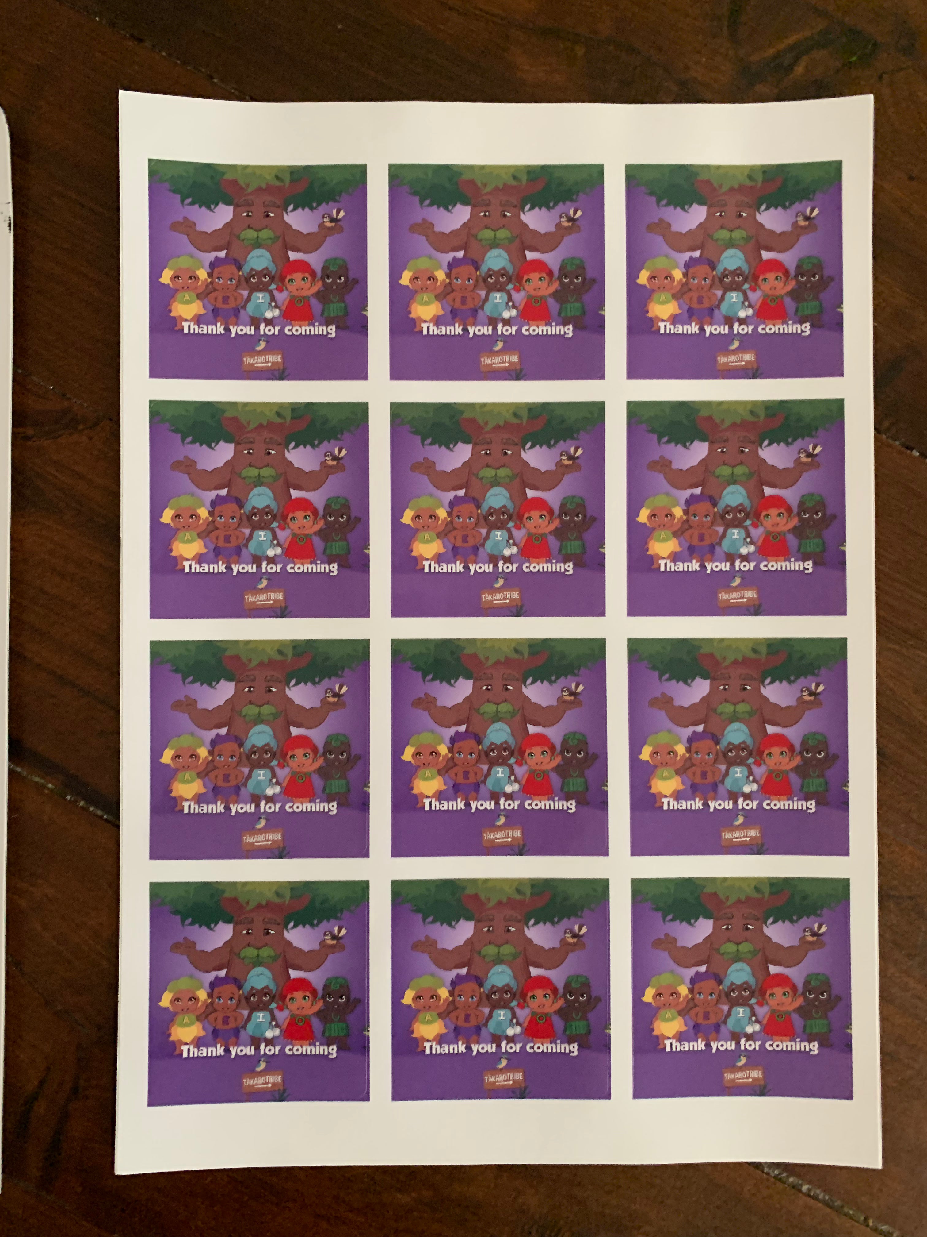 Tākaro Tribe square sticker sheets