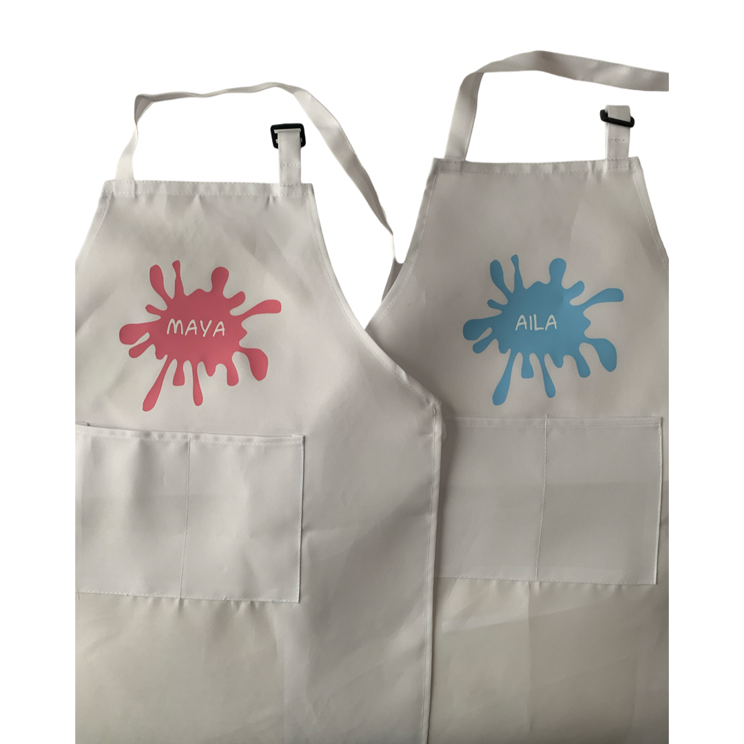 Personalised paint splotch art party aprons nz party supplies