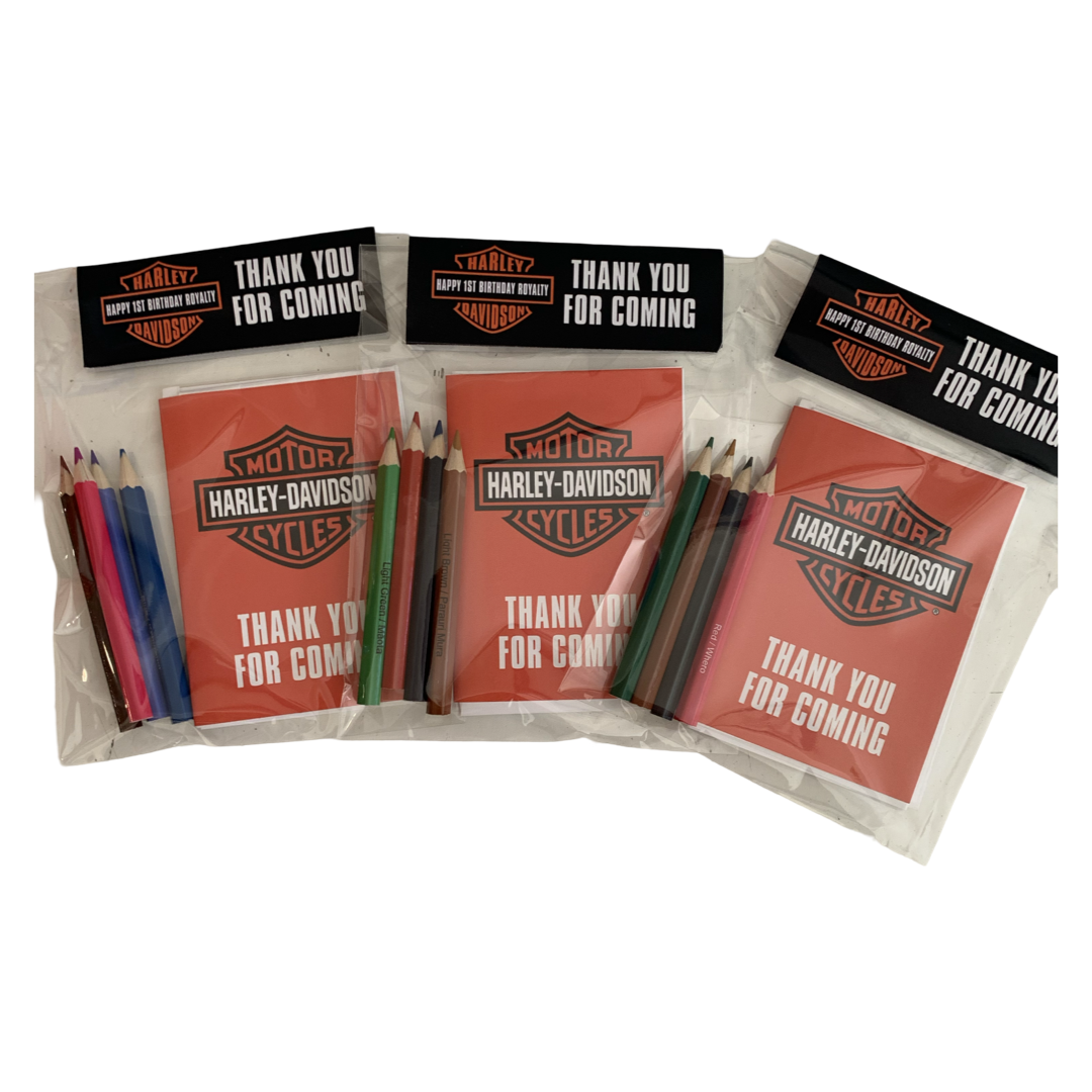 Harley Davidson themed mini colouring books party favours nz