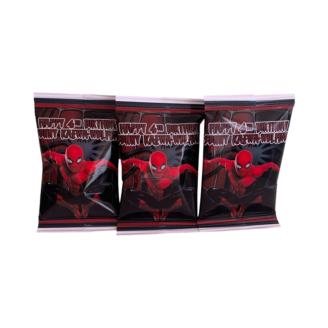 Spiderman chip packets nz party favours personalised