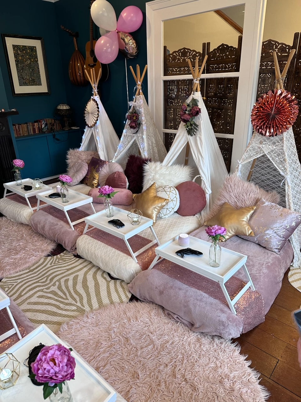 Rose gold teepee slumber party Wellington